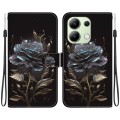 For Xiaomi Redmi Note 13 4G Global Crystal Texture Colored Drawing Leather Phone Case(Black Rose)