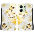 For Xiaomi Redmi Note 13 4G Global Crystal Texture Colored Drawing Leather Phone Case(Gold Butterfly
