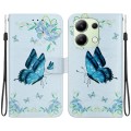 For Xiaomi Redmi Note 13 4G Global Crystal Texture Colored Drawing Leather Phone Case(Blue Pansies)