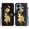 For Xiaomi Redmi Note 13 Pro 4G Crystal Texture Colored Drawing Leather Phone Case(Gold Butterfly Ro