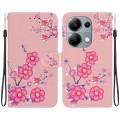 For Xiaomi Poco M6 Pro 4G Crystal Texture Colored Drawing Leather Phone Case(Cherry Blossoms)
