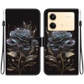 For Xiaomi Redmi Note 13R Pro Crystal Texture Colored Drawing Leather Phone Case(Black Rose)