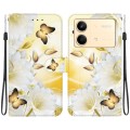 For Xiaomi Redmi Note 13R Pro Crystal Texture Colored Drawing Leather Phone Case(Gold Butterfly Epip