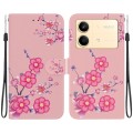 For Xiaomi Redmi Note 13R Pro Crystal Texture Colored Drawing Leather Phone Case(Cherry Blossoms)