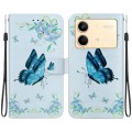 For Xiaomi Redmi Note 13R Pro Crystal Texture Colored Drawing Leather Phone Case(Blue Pansies)
