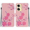 For OPPO A59 5G / A2M Crystal Texture Colored Drawing Leather Phone Case(Cherry Blossoms)