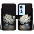 For OPPO Reno11 F Global Crystal Texture Colored Drawing Leather Phone Case(Crystal Peony)