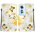 For OPPO Reno11 F Global Crystal Texture Colored Drawing Leather Phone Case(Gold Butterfly Epiphyllu