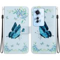 For OPPO F25 Pro 5G Global Crystal Texture Colored Drawing Leather Phone Case(Blue Pansies)