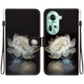 For OPPO Reno11 Global Crystal Texture Colored Drawing Leather Phone Case(Crystal Peony)