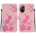 For Realme C67 4G Global Crystal Texture Colored Drawing Leather Phone Case(Cherry Blossoms)