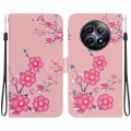 For Realme 12 5G Crystal Texture Colored Drawing Leather Phone Case(Cherry Blossoms)