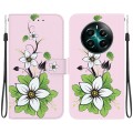 For Realme 12+ Crystal Texture Colored Drawing Leather Phone Case(Lily)