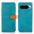 For Google Pixel 9 KHAZNEH Dual-color Cowhide Texture Flip Leather Phone Case(Blue)