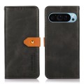 For Google Pixel 9 KHAZNEH Dual-color Cowhide Texture Flip Leather Phone Case(Black)