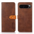 For Google Pixel 9 Pro KHAZNEH Dual-color Cowhide Texture Flip Leather Phone Case(Brown)