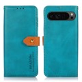 For Google Pixel 9 Pro KHAZNEH Dual-color Cowhide Texture Flip Leather Phone Case(Blue)