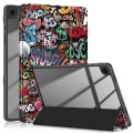 For Samsung Galaxy Tab A9+ Acrylic 3-folding Painted Smart Leather Tablet Case(Graffiti)