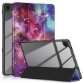 For Samsung Galaxy Tab A9+ Acrylic 3-folding Painted Smart Leather Tablet Case(Milky Way)