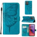 For Motorola Moto G84 Embossed Butterfly Leather Phone Case(Blue)