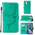 For Motorola Moto G54 Embossed Butterfly Leather Phone Case(Green)