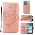 For Motorola Edge 40 Neo Embossed Butterfly Leather Phone Case(Rose Gold)