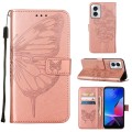 For Motorola Moto G Play 4G 2024 Embossed Butterfly Leather Phone Case(Rose Gold)