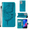 For Motorola Moto G Play 4G 2024 Embossed Butterfly Leather Phone Case(Blue)