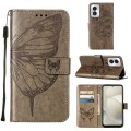 For Motorola Moto G Power 5G 2024 Embossed Butterfly Leather Phone Case(Grey)