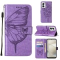 For Motorola Moto G Power 5G 2024 Embossed Butterfly Leather Phone Case(Purple)