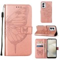 For Motorola Moto G Power 5G 2024 Embossed Butterfly Leather Phone Case(Rose Gold)