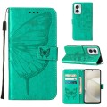 For Motorola Moto G Power 5G 2024 Embossed Butterfly Leather Phone Case(Green)