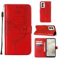 For Motorola Moto G Power 5G 2024 Embossed Butterfly Leather Phone Case(Red)