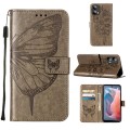 For Motorola Moto G Play 5G 2024 Embossed Butterfly Leather Phone Case(Grey)