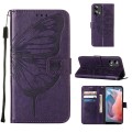 For Motorola Moto G Play 5G 2024 Embossed Butterfly Leather Phone Case(Dark Purple)