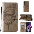 For Motorola Moto G Stylus 5G 2024 Embossed Butterfly Leather Phone Case(Grey)
