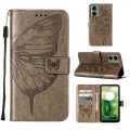 For Motorola Moto G04 4G / G24 4G Embossed Butterfly Leather Phone Case(Grey)