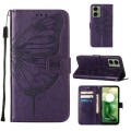 For Motorola Moto G04 4G / G24 4G Embossed Butterfly Leather Phone Case(Dark Purple)
