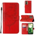 For Motorola Moto G04 4G / G24 4G Embossed Butterfly Leather Phone Case(Red)