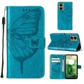 For Motorola Moto G04 4G / G24 4G Embossed Butterfly Leather Phone Case(Blue)