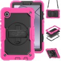 For Samsung Galaxy Tab A9 Silicone + PC Tablet Case with Shoulder Strap(Rose Red)