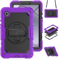 For Samsung Galaxy Tab A9 Silicone + PC Tablet Case with Shoulder Strap(Purple)