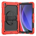 For Samsung Galaxy Tab A9+ Silicone + PC Tablet Case with Shoulder Strap(Red)