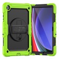 For Samsung Galaxy Tab A9+ Silicone + PC Tablet Case with Shoulder Strap(Yellow Green+Black)