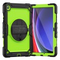 For Samsung Galaxy Tab A9+ Silicone + PC Tablet Case with Shoulder Strap(Black+Yellow Green)