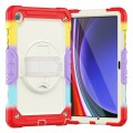 For Samsung Galaxy Tab A9+ Silicone + PC Tablet Case with Shoulder Strap(Camouflage Red)