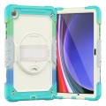 For Samsung Galaxy Tab A9+ Silicone + PC Tablet Case with Shoulder Strap(Camouflage Light Blue)