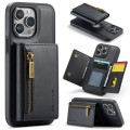 For iPhone 15 Pro DG.MING M5 Series Zip RFID Multi Card Detachable Leather Phone Case(Black)