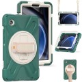 For Samsung Galaxy Tab A9 Rotary Handle Grab TPU + PC Tablet Case(Emerald-green)
