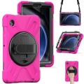 For Samsung Galaxy Tab A9 Rotary Handle Grab TPU + PC Tablet Case(Rose Red)